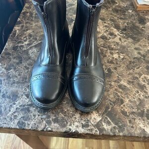 Riding Leather Zip-Up Boots